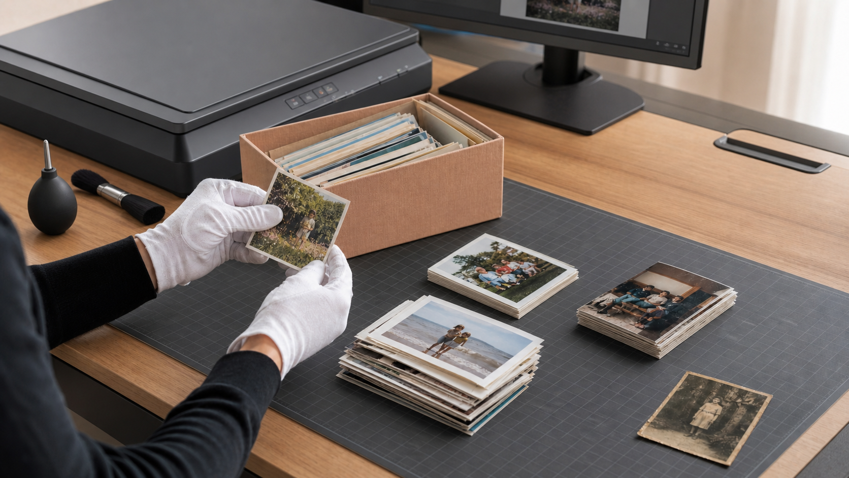 Professional photo scanning workstation at Pixels Plus in Crows Nest, Sydney